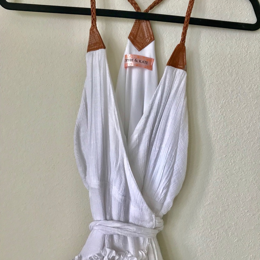 White Ruffle Wrap Dress - Picture 3 of 7